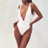 Solid Plunging Belted One Piece