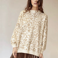 Leopard Print Oversized Knit Sweater