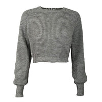 Gray Knit Crop Top Sweater