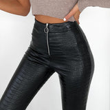 Ring Zip Pu Leather Pants