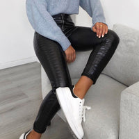 Ring Zip Pu Leather Pants