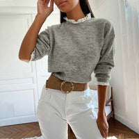 Lace Ruffle Trim Sweater