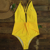 Solid Plunging Tie One Piece