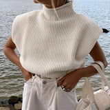 Short Sleeve Padded Shoulder Sweater