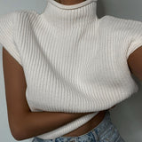 Short Sleeve Padded Shoulder Sweater